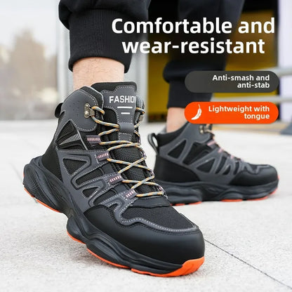 Botas de seguridad indestructibles para hombre, anti-aplastamiento, anti-perforación, para trabajos de construcción, con puntera de acero, botas de trabajo para hombre, calzado de seguridad laboral.