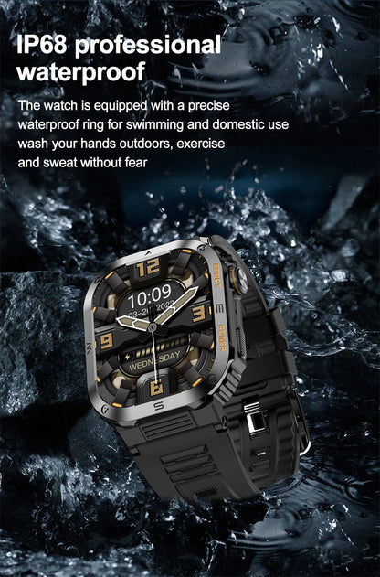 Reloj inteligente militar FOXBOX para hombre con GPS, resistente al agua, 2025, monitorización del sueño, deporte, fitness, IA, voz, llamadas Bluetooth.