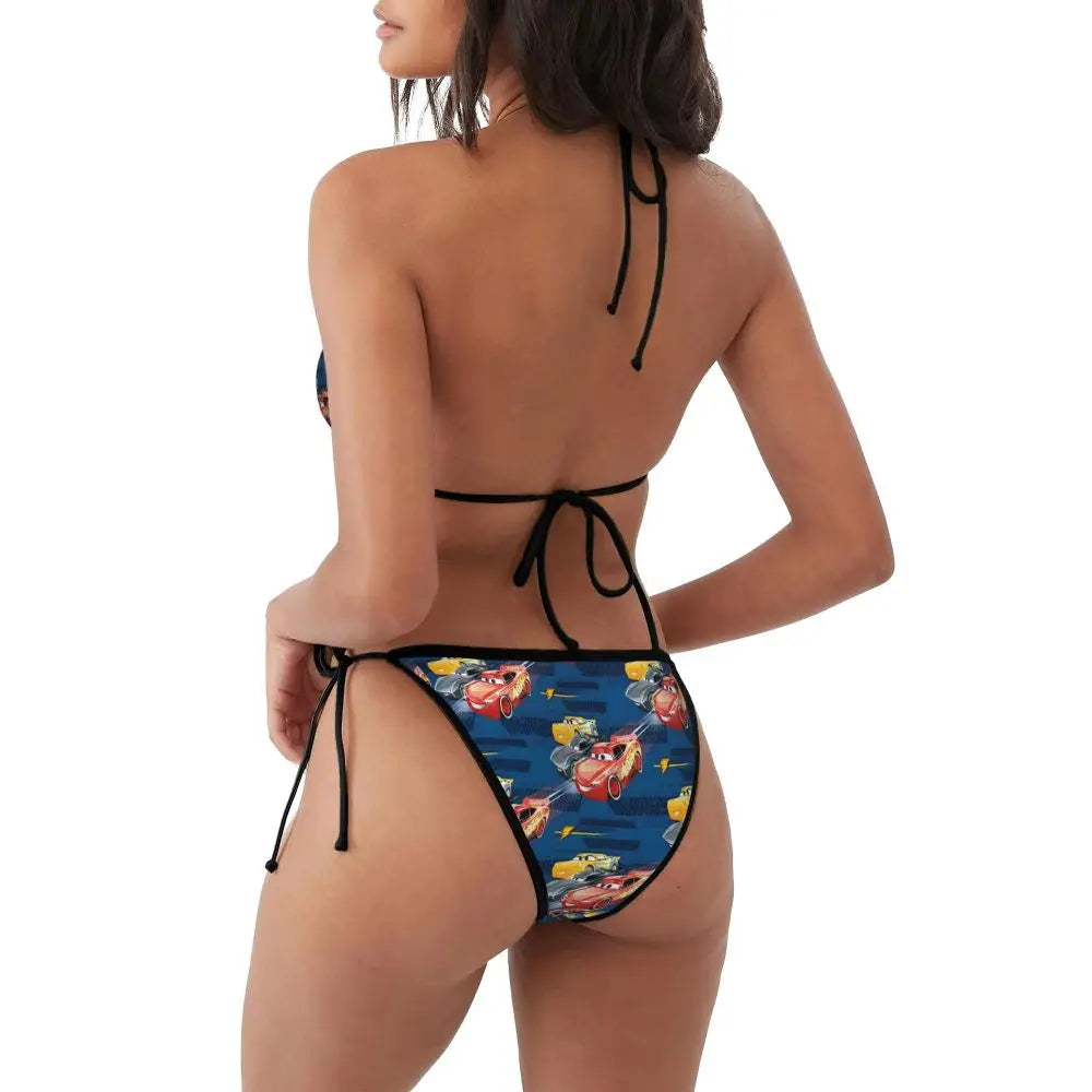 Conjunto de bikini personalizado de Rayo McQueen, traje de baño de dos piezas, bikinis de coches para mujer, conjuntos de bikini triangulares sexys para mujer, traje de baño