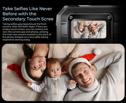 Teléfono móvil resistente HOTWAV Hyper 7 Pro 5G con cámara de 200 MP, Android 14, pantalla FHD+ de 6,6" a 120 Hz, 36 GB (16+20) de almacenamiento interno, 256 GB de almacenamiento externo, batería de 10800 mAh y carga rápida de 33 W.