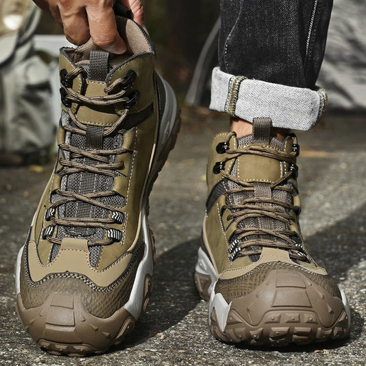 Retro Outdoor Motorcycle Boots Male Comfortable Leather Ankle Boots for Men New Trend Biker High Top Shoes Leisure Walk Botas