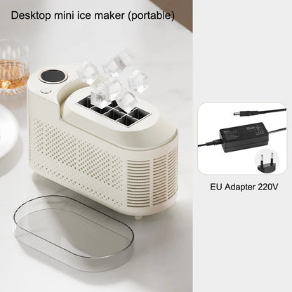 Máquina de hielo portátil pequeña de 110 V/220 V para el hogar, dormitorio, oficina, camping, 12 V, para coche, máquina automática para hacer cubitos de hielo.