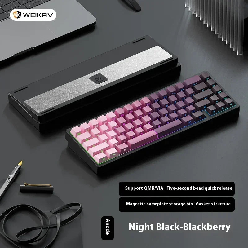Teclado mecánico para juegos Weikav Lucky65 V2 RGB con junta intercambiable en caliente, estructura de 3 modos, aleación de aluminio, accesorio para PC
