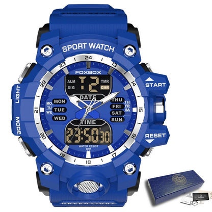 Relojes militares FOXBOX para hombre, LIGE, cronógrafo deportivo de lujo, alarma, reloj de pulsera impermeable, cuarzo, reloj grande digital para hombre.