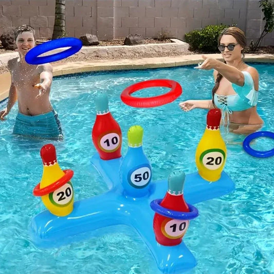 1 juego de bolos acuáticos inflables con bombas de aire, piscinas y deportes acuáticos inflables adecuados para nadar p