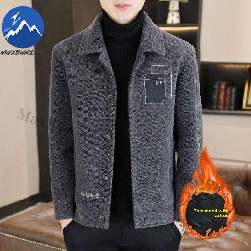 Chaqueta corta de lana Maxbarley para hombre, estilo otoño/invierno, abrigo de trabajo, estilo coreano casual, grueso, moderno y cálido.