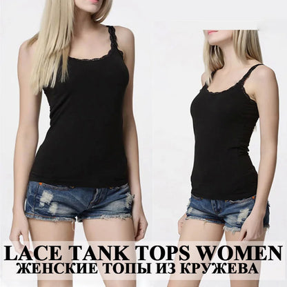 Camisola sexy de algodón suave para mujer, sin mangas, de encaje, ajustada, informal, corta, con encanto, ideal como regalo