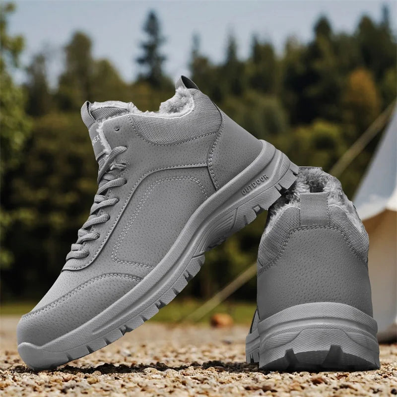 Botas de nieve de gran tamaño para hombre, zapatos de invierno de algodón, botines, zapatos de trabajo para hombre, botas de cuero impermeables de alta calidad, Bota Masculina