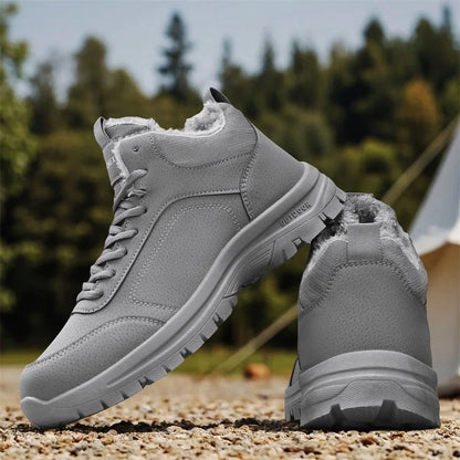 Botas de nieve de gran tamaño para hombre, zapatos de invierno de algodón, botines, zapatos de trabajo para hombre, botas de cuero impermeables de alta calidad, Bota Masculina