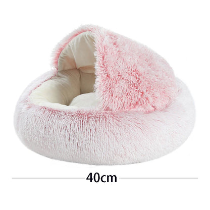 Cama de felpa suave para mascotas con funda, redonda, colchón para mascotas, cálida, nido para dormir para perros pequeños y gatitos.