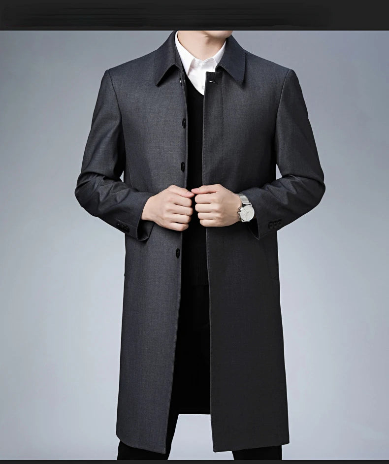 Autumn Winter Men Trench Coat Business Fashio Casual Male Jackets Slim Comfort Warm Windproof Top Trend Streetwear Outerwear New