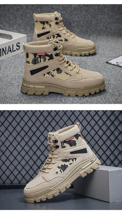 Botas altas para hombre, suela plana, ligeras, para senderismo, exteriores, negras, para correr, tenis, caminar, motocicleta