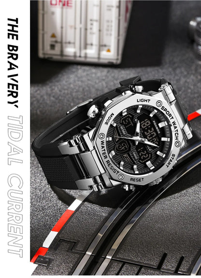 Relojes militares de lujo para hombre LIGE 2024, marca superior, resistentes al agua 5 bar, deportivos, de cuarzo con LED, para hombre, Relogio Masculino.