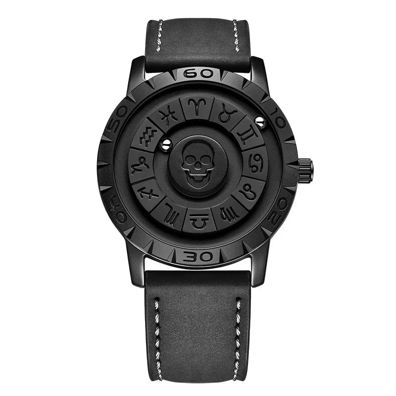 Relojes FOXBOX para hombre, marca de lujo, de cuero, resistente al agua, reloj de pulsera de cuarzo con puntero de desplazamiento y fuerza magnética.