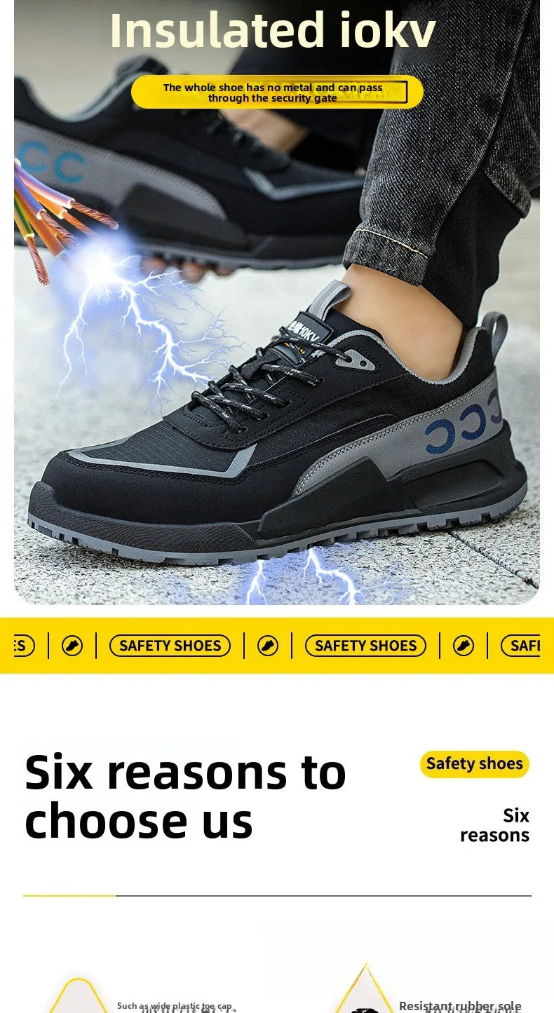Calzado de protección laboral para hombre, anti-aplastamiento, anti-perforación, aislante 10KV, resistente al desgaste, calzado eléctrico de seguridad.