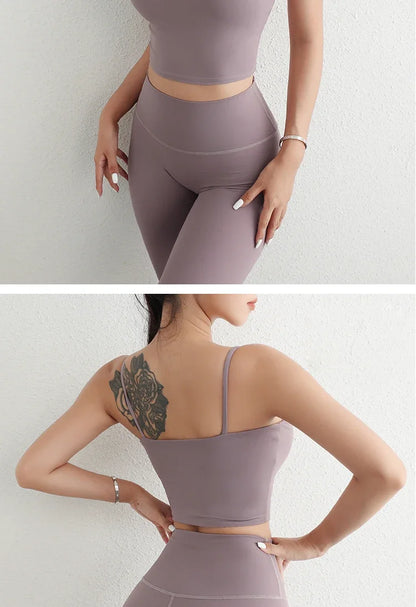 Women Yoga Suit Adjustable Sling Strap Sports Bra U Cut Scrunch Butt Workout Leggings Butt Lifting Excluding pants