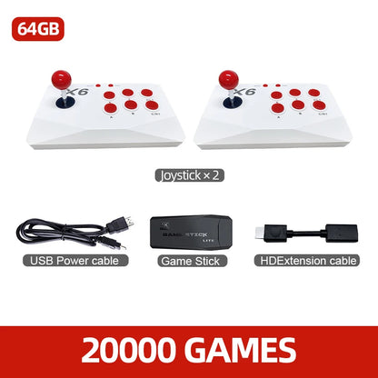 Consola de videojuegos arcade VILCORN 4K TV Game Stick con doble joystick arcade para juegos MAME/Sega/PS1/Atari, regalo para niños