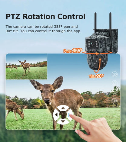 Cámara solar LS VISION 6K con zoom 15X, 4G, para caza y bosque, con sensor PIR de 12 MP, tres lentes, wifi, visión nocturna y protección IP66.