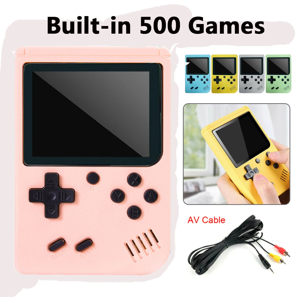 Consola retro arcade de 5 pulgadas con más de 500 juegos clásicos integrados para Game Boy, emulador de TV, videojuegos, reproductor de juegos portátil