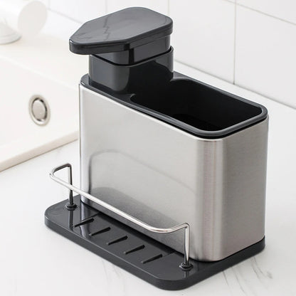 Estante de almacenamiento multifuncional para esponja de lavado de fregadero de cocina, dispensador de jabón, organizador de botellas de detergente de manos, soportes de soporte
