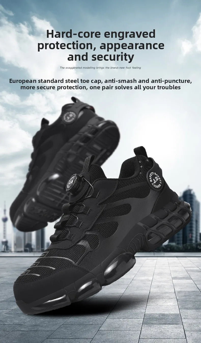 Zapatos de seguridad con puntera de acero LARNMERN para hombre y mujer, anchos, ligeros, cómodos, tipo tenis, de trabajo, coloridos.