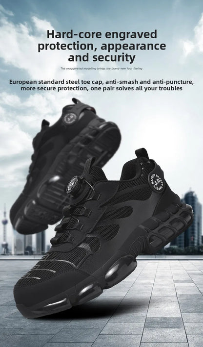 Zapatos de seguridad con puntera de acero LARNMERN para hombre y mujer, anchos, ligeros, cómodos, tipo tenis, de trabajo, coloridos.