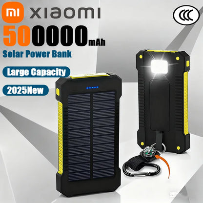 Banco de energía solar Xiaomi de 500.000 mAh, gran capacidad, carga súper rápida, batería externa portátil para exteriores para iPhone, Huawei y Samsung.