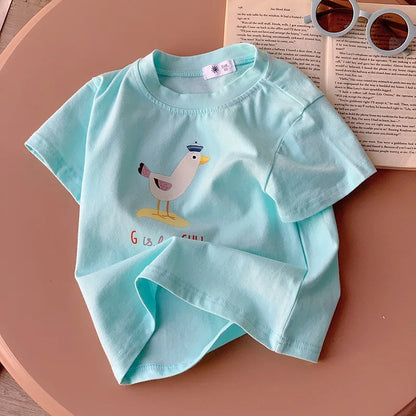 Ropa para niños, camisetas para niños y niñas, ropa para niños, camisetas de dibujos animados, ropa para bebés, camisetas de algodón con estampado de verano.