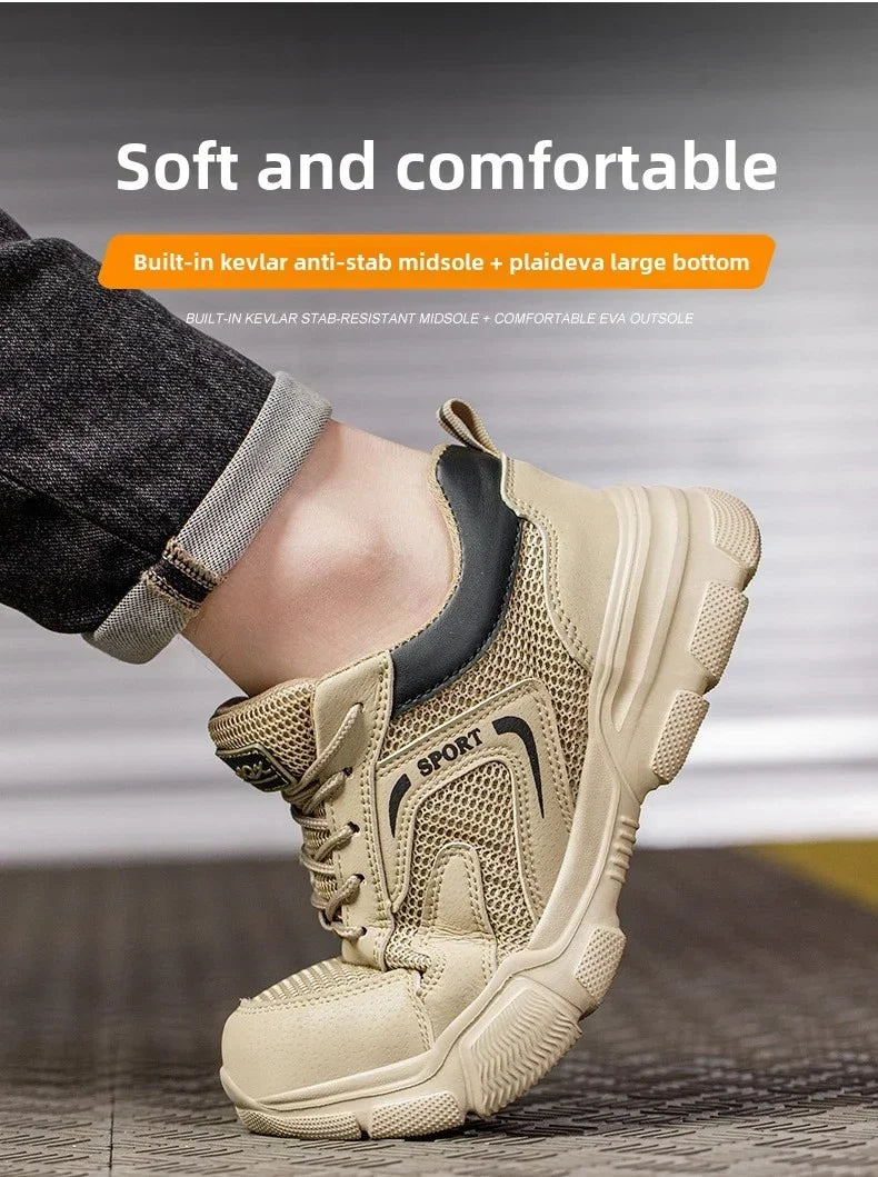 Zapatos de trabajo de seguridad transpirables para hombre – Zapatillas de verano a prueba de pinchazos con puntera de composite y protección aislante