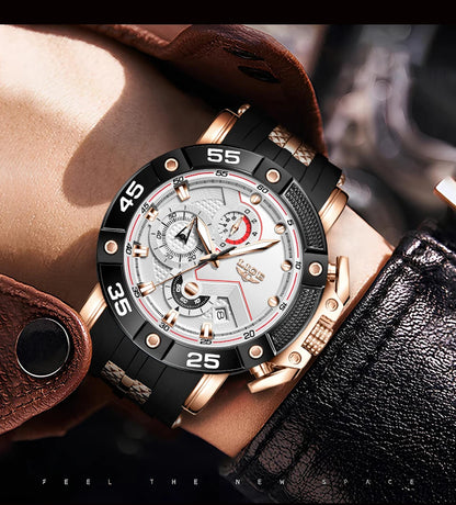 Relojes LIGE para hombre, marca superior, lujo, esfera grande, silicona, militar, deportivo, impermeable, cuarzo, para hombre, Relogio Masculino.