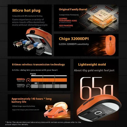Ratón inalámbrico Incott G23 Pro 8K PAW3950, bajo retardo, batería larga, RGB, para juegos de deportes electrónicos, ligero, accesorios para PC y gamers.