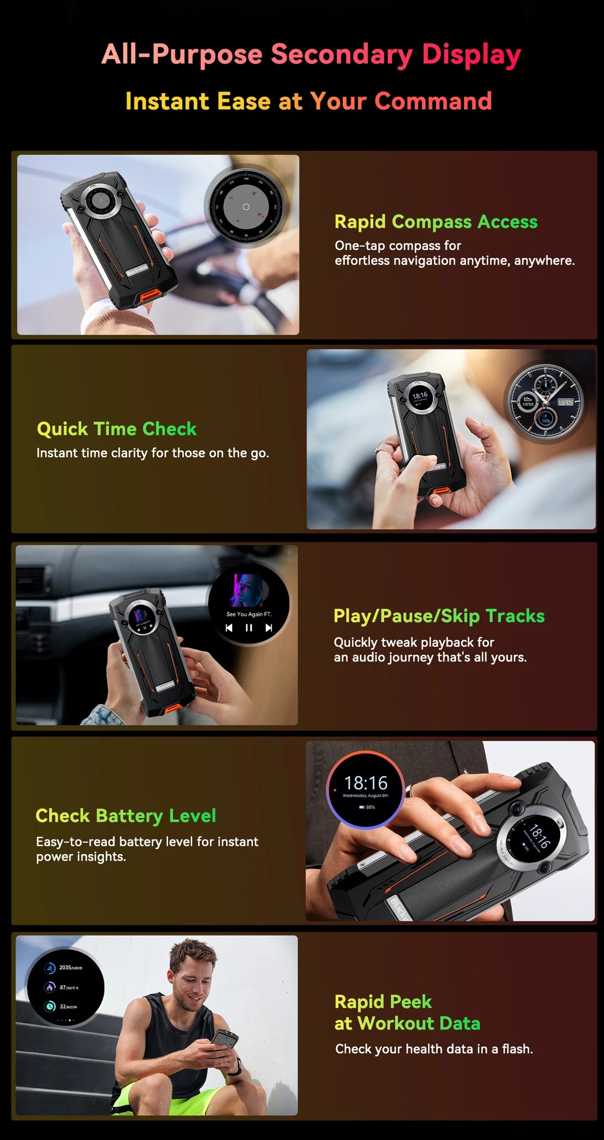 【Estreno mundial】Blackview BV8200 Teléfono resistente con pantalla de 6.5" 2.4K a 120Hz, procesador Helio G100, NFC, 12GB de RAM, 256GB de almacenamiento, Android 14 y cargador de 45W.