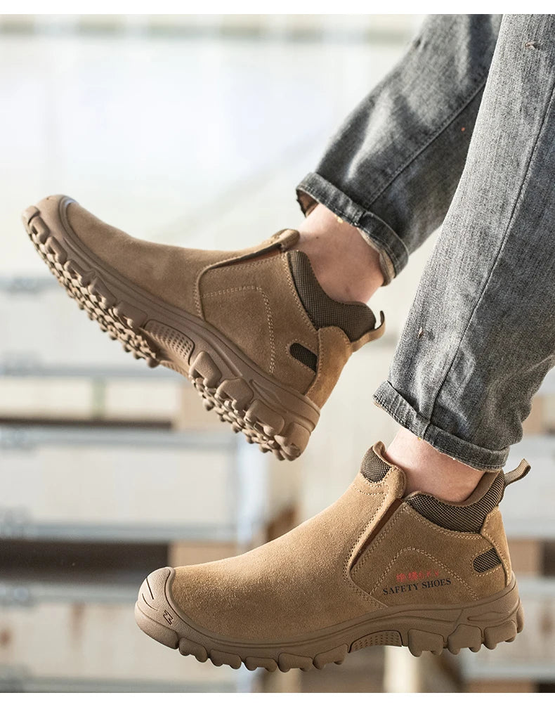 Zapatos de seguridad para hombre con puntera de acero, transpirables, suaves, antideslizantes, botas de trabajo protectoras, calzado cómodo para hombre, aislamiento 6KV.