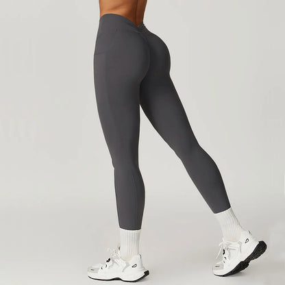 V-shaped Back Yoga Pants High Waist Leggings Gym Workout Tights Sport Women Fitness Female Legging Tummy Control Running Tights