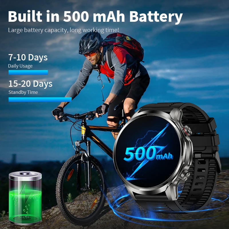 Reloj inteligente LIGE de 1,95 pulgadas con pantalla grande Ultra HD para hombre, llamadas Bluetooth, batería de 500 mAh, para deportes al aire libre y fitness, compatible con Android e iOS.