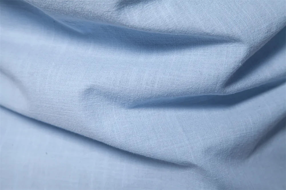 Camisa de lino 100% algodón para hombre, camisas de marca con bordado de color liso, blusas informales de manga larga de alta calidad con botones