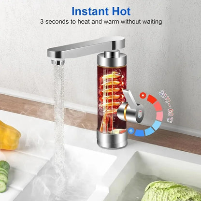 Grifo calentador eléctrico instantáneo sin tanque, con pantalla LCD de temperatura y mezcla de 360°.