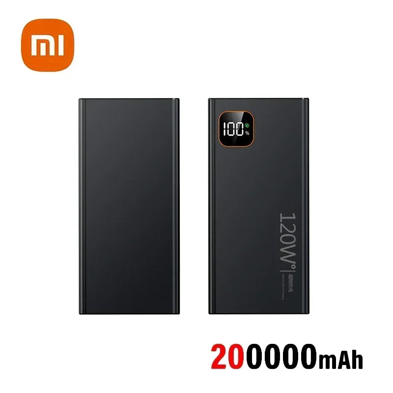 Batería externa portátil Xiaomi de 500.000 mAh y 120 W con carga ultrarrápida y gran capacidad, con pantalla digital para iPhone y Huawei.