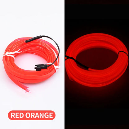 Tira de luces LED para interior de coche, 5 m, 5 V, flexible, tubo de luz fría EL, con USB, para decoración de interiores de coche