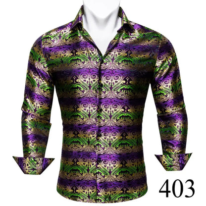 Camisas clásicas negras estampadas y bordadas para hombre, solapa de seda, manga larga, corte formal exquisito, ideales para eventos de negocios y fiestas. Barry.Wang CY-0407