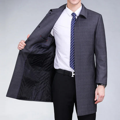 AYUNSUE - Gabardina de invierno de longitud media para hombre, chaqueta de lana acolchada gruesa de alta gama, abrigo informal holgado