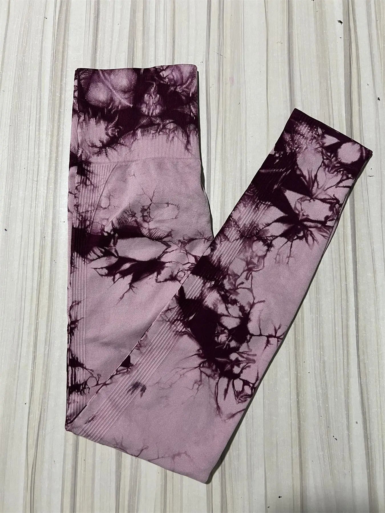 All Seasons Women's Tie Dye Print High Waist Sports Leggings, Breathable Wide Waistband Seamless Skinny Pants for Gym Workout