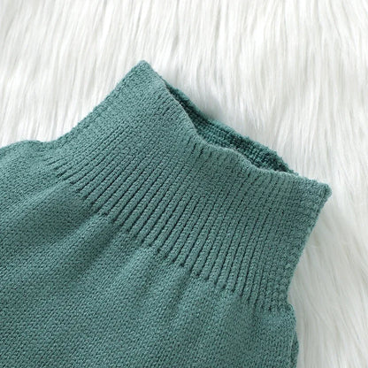 Conjunto de ropa para bebé, jersey de punto a la moda, liso, cálido, pantalones y leggings de otoño para recién nacido, niña y niño, pantalones de manga larga, 2 piezas