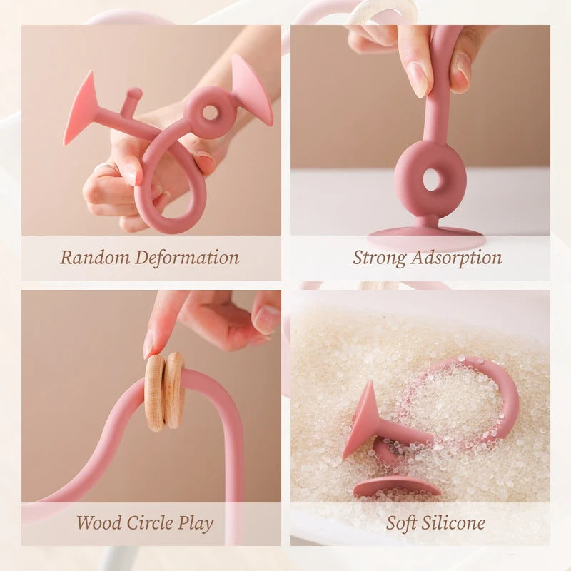 Juguete educativo de silicona para bebés, juguete Montessori para bebés, laberinto de mordedores de madera, montaña rusa, cuentas, accesorio para bebés, mordedor