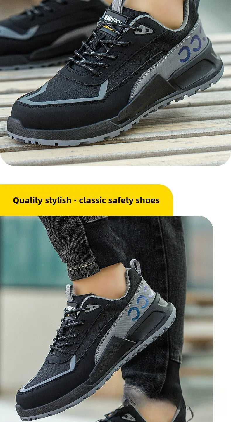 Calzado de protección laboral para hombre, anti-aplastamiento, anti-perforación, aislante 10KV, resistente al desgaste, calzado eléctrico de seguridad.