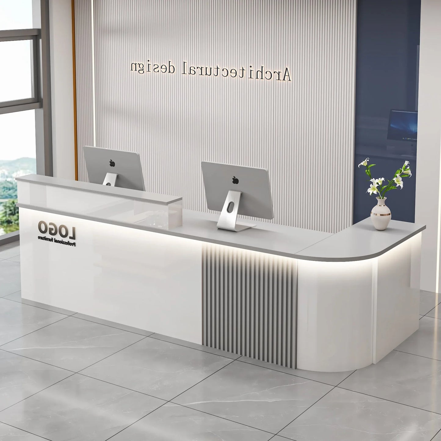 Mostrador de bar de oficina profesional, diseño de belleza de lujo simple, mostrador de recepción, salón moderno, Bancone Bar Lusso, muebles comerciales