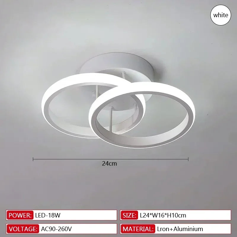 Lámpara de techo moderna de metal negro, araña de techo con luz tricolor para sala de estar, pasillo, balcón, decoración del hogar