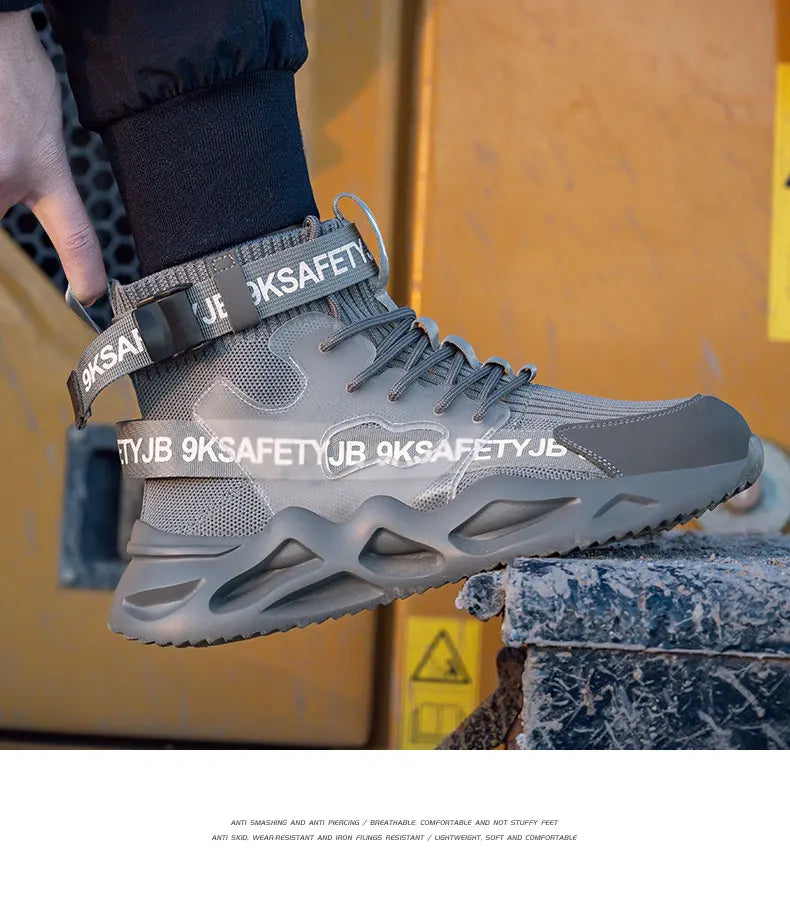Zapatos de seguridad con puntera de acero para hombre y mujer, botas de trabajo ligeras, transpirables y cómodas, zapatillas de seguridad para la construcción industrial, botas para hombre.