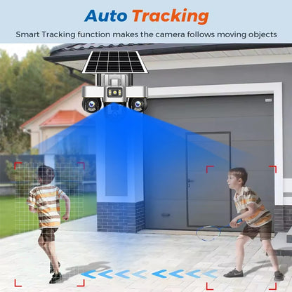 Cámara solar 4G con 3 PTZ, rotación automática, seguridad inteligente para exteriores, protección del hogar, detección humana PIR, seguimiento automático, cámaras de videovigilancia IP.