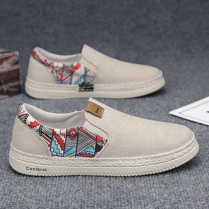 Zapatos planos sin cordones para hombre, informales, de pana de algodón, estilo náutico, transpirables, de caña baja, para suelo de cemento, zapatillas deportivas adecuadas